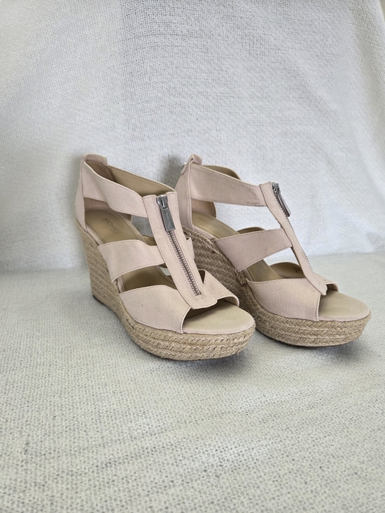 MICHAEL Michael Kors Shoes - MICHAEL Michael Kors Blush Pink Espadrille Wedge Sandals with Front Zip